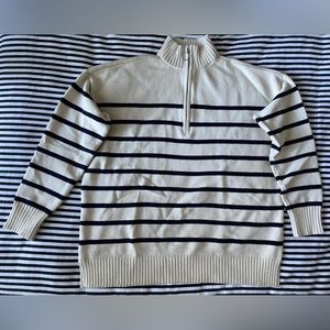 Loft Striped Zip Tunic Sweater.  Size XL.